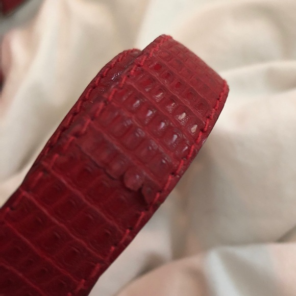 Bottega Veneta Red Leather Snakeskin Pattern Belt - Picture 8 of 8